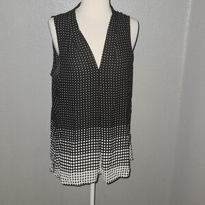 New York & Company Size Large Black & White Polka Dot High/Low Sleeveless Top